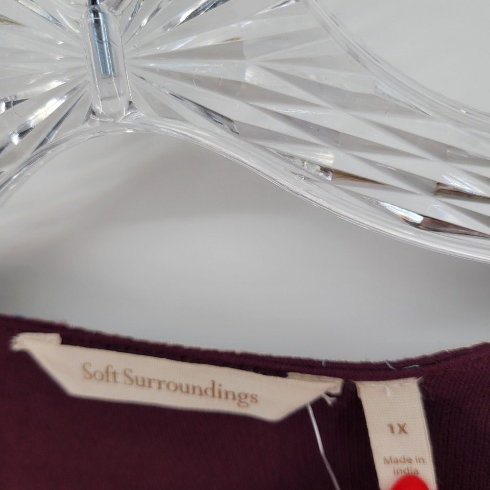 Soft Surroundings Bella Cozy Topper Plum Embroidered Cardigan Wrap 1X - Picture 10 of 13